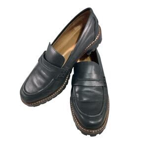 Madewell Womens Corinne Lugsole Loafer Size 7 Black Leather Slip On Shoe